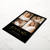 5フォト卒業コラージュエレガントブラック&金ゴールド 箔招待状 (回転した状態)