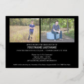 5フォト卒業パーティモダンスクリプト金ゴールド 箔招待状 (裏面)