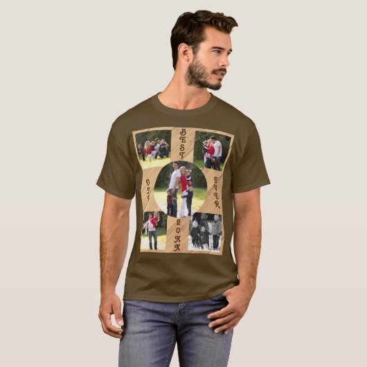 5フォト最高のパパ20XX木目対角線 Tシャツ (正面フル)