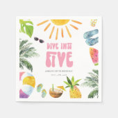 5プール誕生日パーティーに飛び込む スタンダードカクテルナプキン (正面)