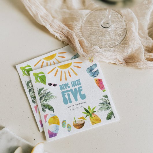 5プール誕生日パーティーに飛び込む スタンダードカクテルナプキン