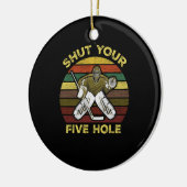 5ホールのアイスホッケーゴアリーゴールテンダーを閉じる セラミックオーナメント (左)