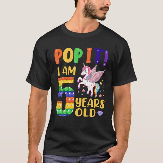 5ポップ・アートの番目誕生日幼児ガールズボーイズ5歳 Tシャツ (正面)