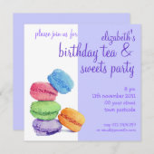 5マカロン誕生日招待状 招待状 (正面/裏面)