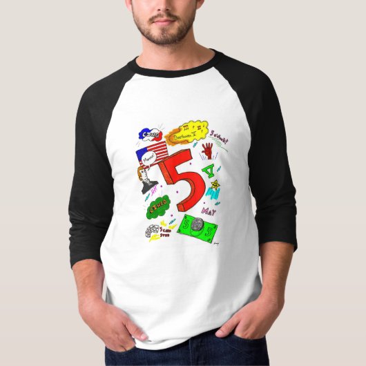 5メンズラグランTシャツへのコード Tシャツ (正面)