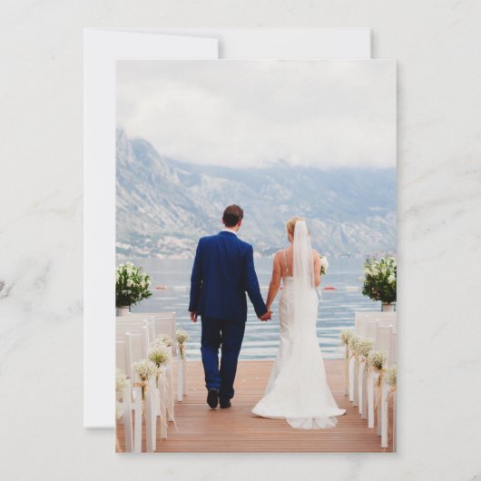 5モダンシンプル枚の写真カスタム付き結婚 招待状 (裏面)