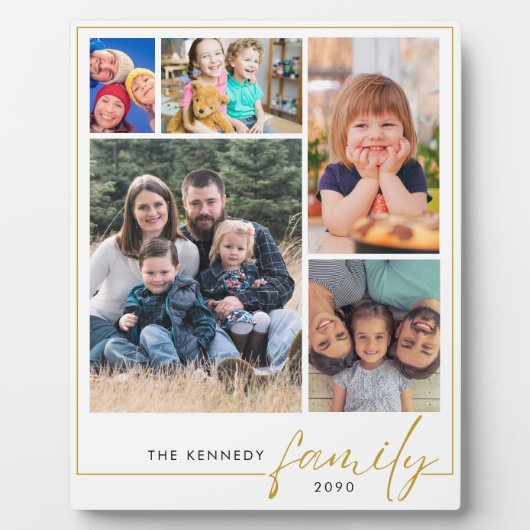 5モダンフォトコラージュ金ゴールドファミリー名 フォトプラーク (正面)