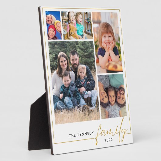 5モダンフォトコラージュ金ゴールドファミリー名 フォトプラーク (側面)