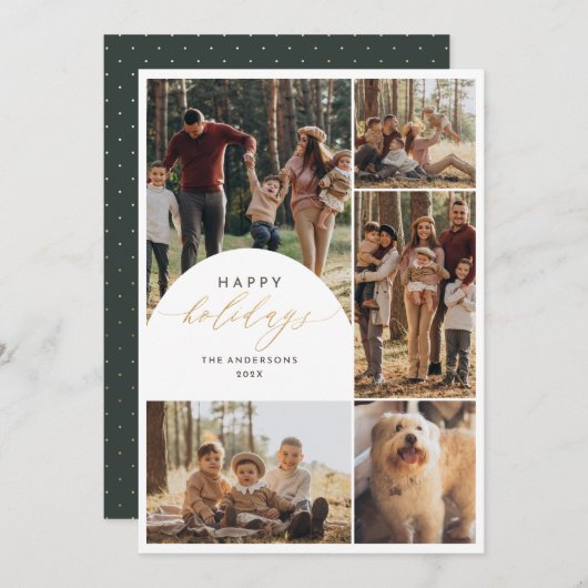 5モダンフォトコラージュArchフォトハッピー休日 シーズンカード (正面/裏面)