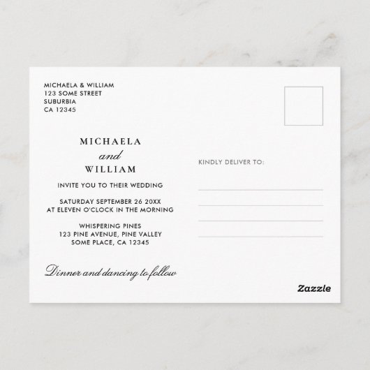 5モダンフォト結婚式招待状 ポストカード (裏面)