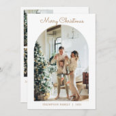 5モダンフォト金ゴールドメリークリスマスアーチ シーズンカード (正面/裏面)