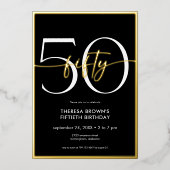 5モダンミニマル字誕生日 箔招待状 (正面)