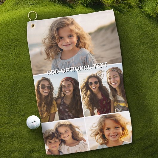 5モダンミニマル枚の写真のコラージュと文字 ゴルフタオル