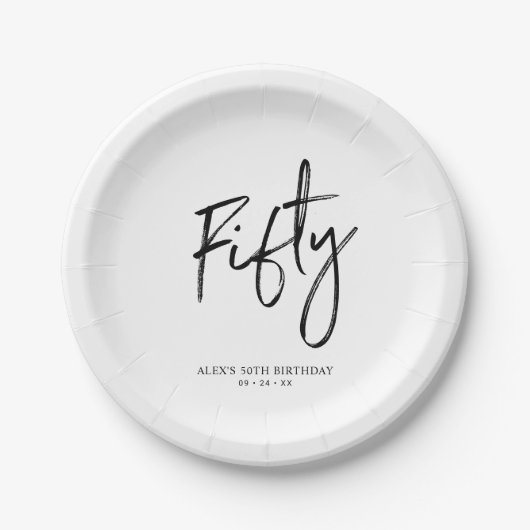 5モダンレタリング50歳の誕生日紙プレート ペーパープレート (正面)