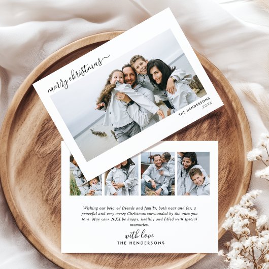 5モダン写真手書きスクリプトメリークリスマス シーズンカード