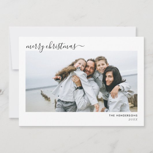 5モダン写真手書きスクリプトメリークリスマス シーズンカード (正面)