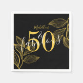 5モダン分と素晴らしいブラック&金ゴールド スタンダードカクテルナプキン (正面)