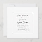 5モダン十エレガントユニセックス歳の誕生日パーティー 招待状 (裏面)