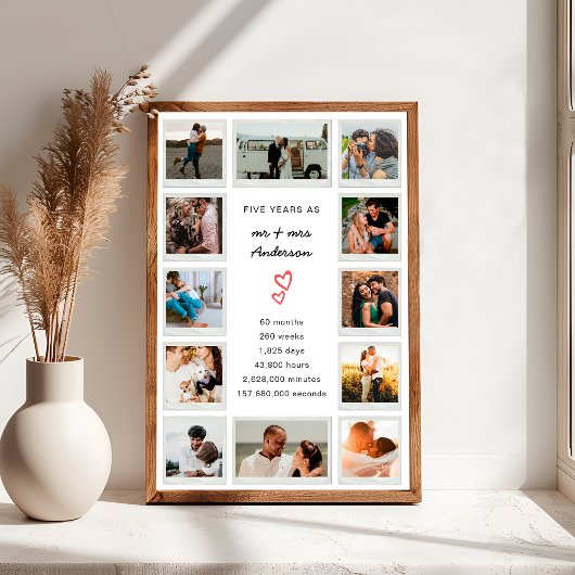 5モダン周年記念写真カスタムコラージュ ポスター