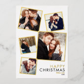 5モダン枚のコラージュのクリスマス金ゴールド 箔シーズンカード (正面)