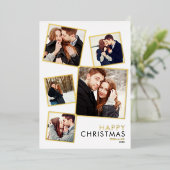 5モダン枚のコラージュのクリスマス金ゴールド 箔シーズンカード (立ち正面)