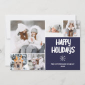 5モダン枚の写真クリスマス海軍のパターン雪happy シーズンカード (正面)