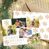 5モダン枚の写真コラージュ雪の結晶金ゴールドクリスマス シーズンカード