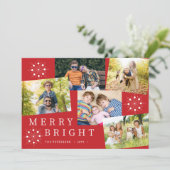 5モダン枚の写真コラージュ雪の赤いクリスマス シーズンカード (スタンド正面)