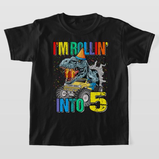 5モンスタートラック5番誕生日シェールにローリン Tシャツ (レイダウン)