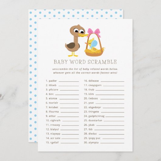 5リトルダックスベビートリビア | 言葉のスクランブル 招待状 (正面/裏面)