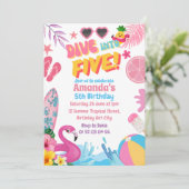 5レトロ5thプール誕生日パーティーにダイビング 招待状 (スタンド正面)