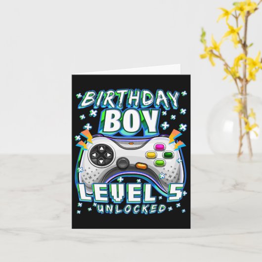 5ロック解除されたビデオゲーム5th誕生日ゲーマーボーイズ カード (黄色い花)