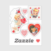 5ヴィンテージ/レトロバレンタインのステッカー シール (シート)