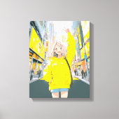 5万人達成に笑顔が溢れるJKアートパネル｜寿司娘 GenerativeAI キャンバスプリント (正面)