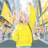 5万人達成に笑顔が溢れるJKシール seal|寿司娘 GenerativeAI シール (正面)