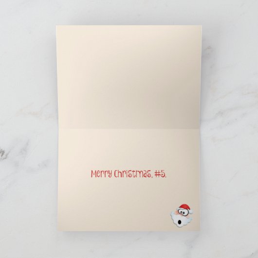 "5人からの4つ"のおもしろいなクリスマス シーズンカード (内部)