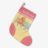 5人のかわいそうに、カラフル椅子にくまを乗せる スモールクリスマスストッキング (正面 (吊り時))