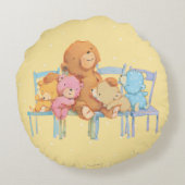 5人のかわいそうに、カラフル椅子にくまを乗せる ラウンドクッション (裏面)