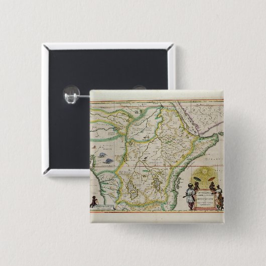 5人のアフリカの国を示すエチオピアの地図 缶バッジ (正面&裏面)