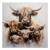 5人のデザイナー牛の家族のポスター – モダン art ポスター (正面)