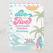 5人のレトロサーフ5thバースデーパーティーにダイブイン 招待状 (正面/裏面)