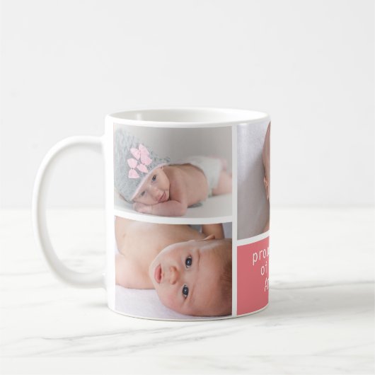 5人の写真のコラージュのピンクの祖母のコーヒー・マグ コーヒーマグカップ (左)