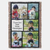 5人の写真のコラージュの写真の父の日 スローブランケット (正面縦)