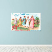 5人の女の子はフライの5人の男の子ミルクチョコレートが欲しい キャンバスプリント (インサイチュ (ウッドフロア))