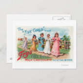 5人の女の子はフライの5人の男の子ミルクチョコレートが欲しい ポストカード (正面/裏面)