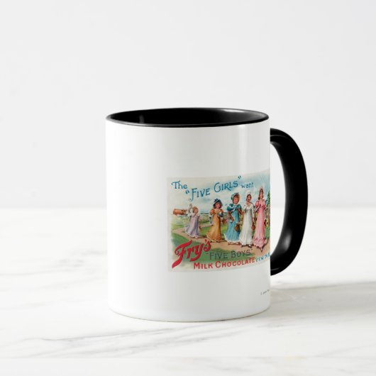 5人の女の子はフライの5人の男の子ミルクチョコレートが欲しい マグカップ (正面右)