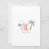 5人の女の子サーフィン5th誕生日パーティーに飛び込む 招待状 (裏面)