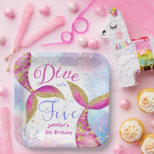5人の女の子ピンク5番目の誕生日 ペーパープレート (パーティー)