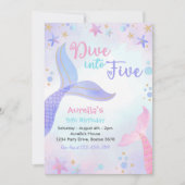 5人の女の子5th誕生日パーティーに飛び込む 招待状 (正面)