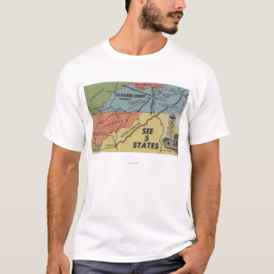 5人の州の詳しい地図-大きい歩行者の眺望、V Tシャツ